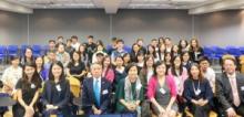 A group photo of students attending the talk with speakers, THEi professors and PRPA committee members.