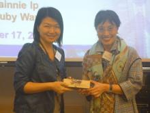 President of PRPA Executive Committee Ms Maria Cheung presents souvenirs to the guest speakers on behalf of the Association