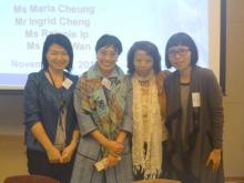 A group photo of the four speakers, (from left) Ms Rainnie Ip, Ms Maria Cheung, Ms Ruby Wan, and Ms Ingrid Cheng